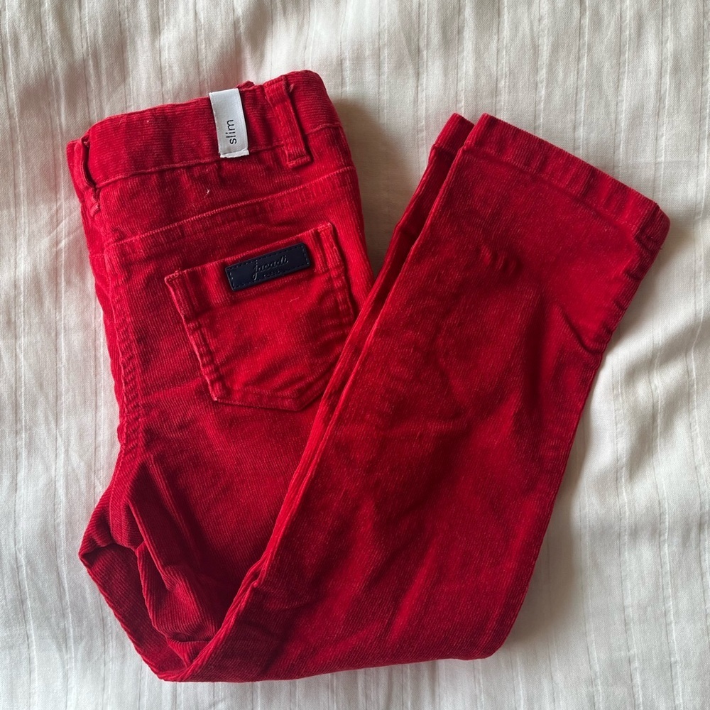 Jacadi Vibrant Red Corduroy Skinny Slim Fit Pants